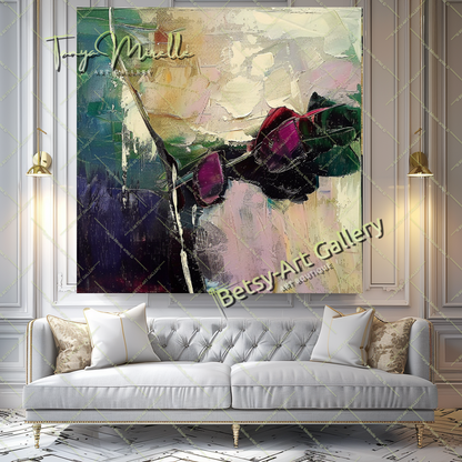 Bold Abstract Floral Oil Painting for Living Room #202