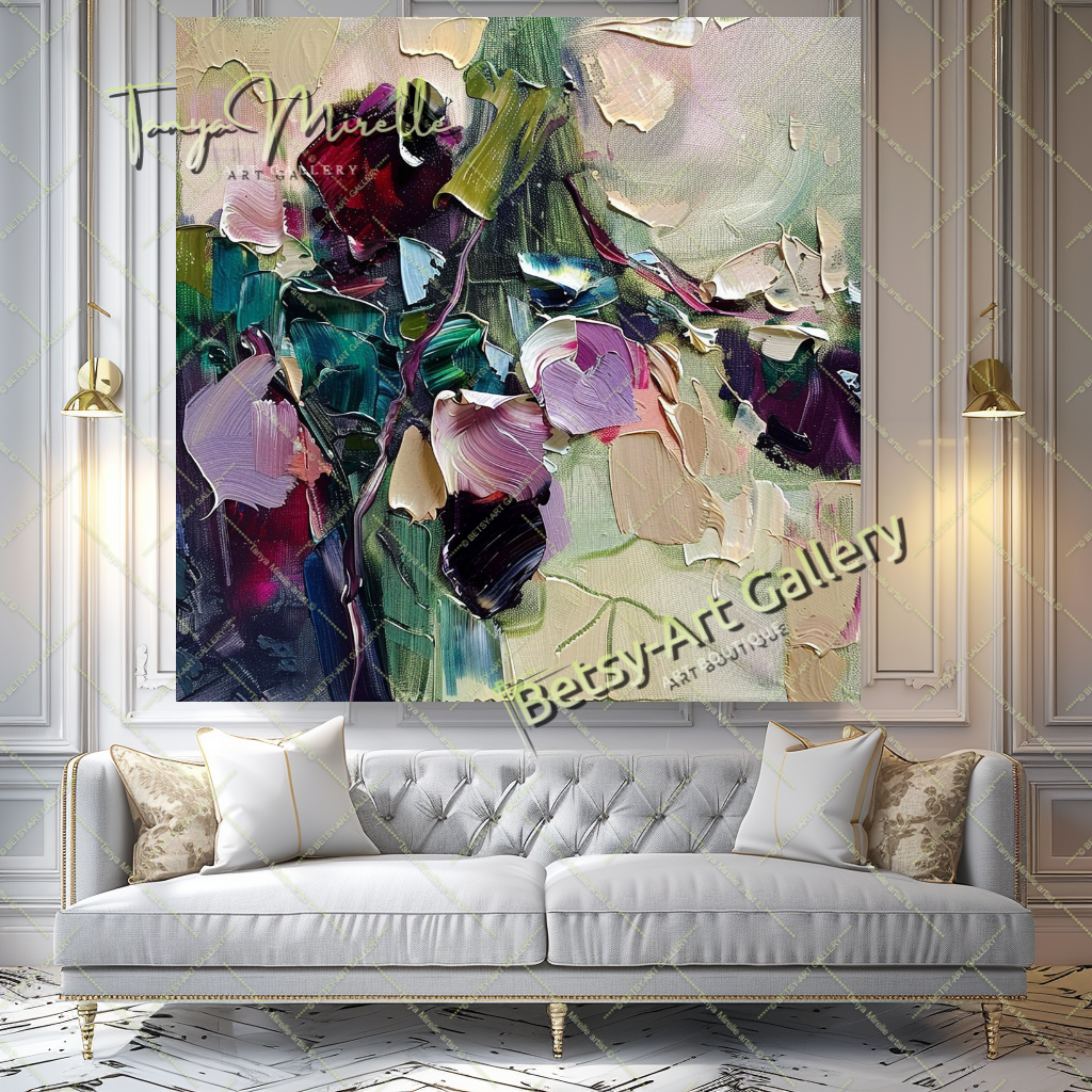 Bold Abstract Rose - Floral Oil Painting for Living Room #201