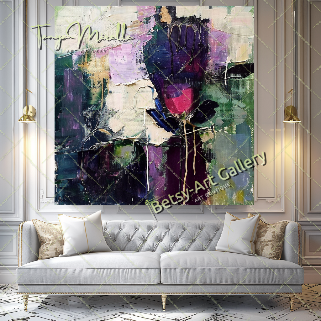 Bold Abstract Rose - Floral Oil Painting for Living Room #201