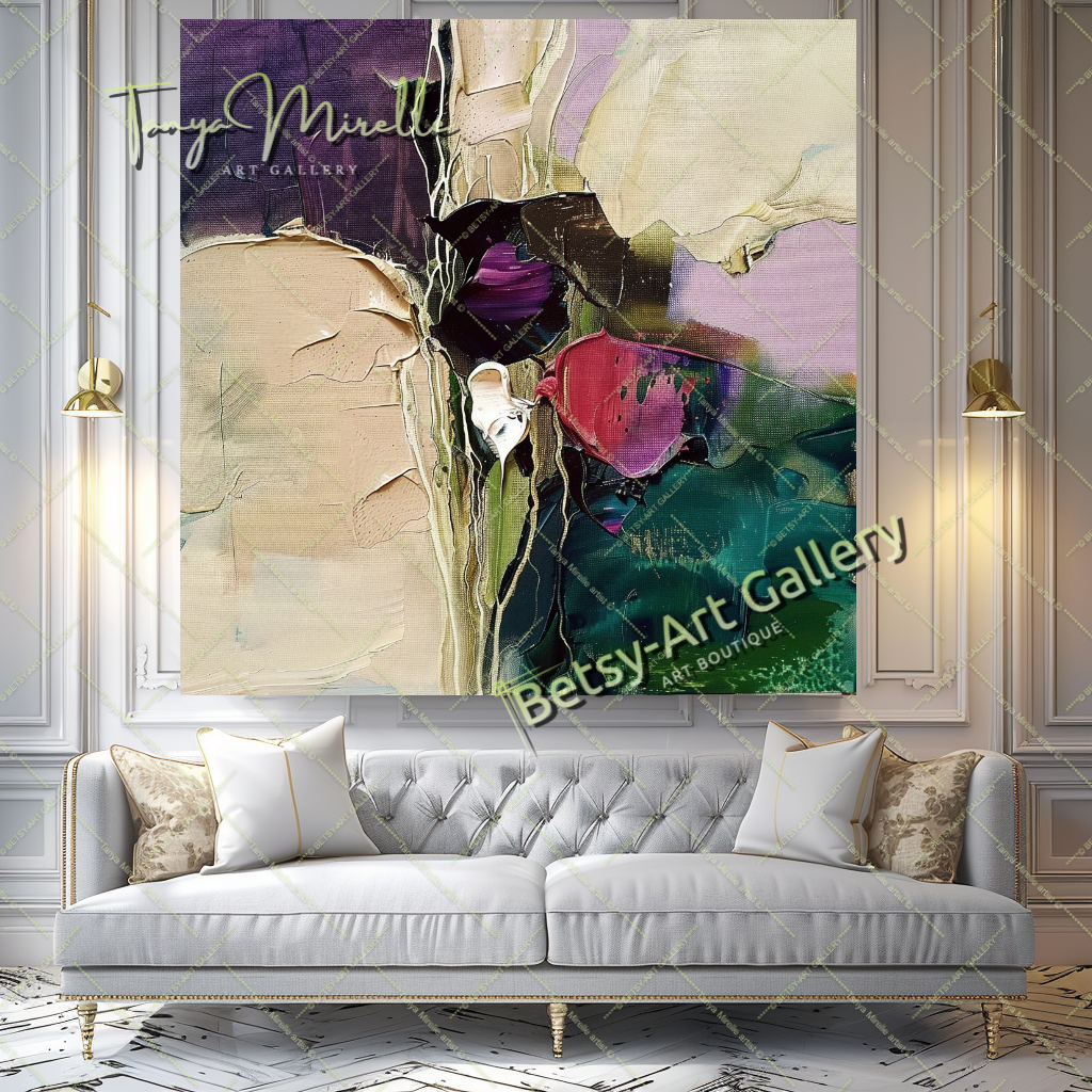 Bold Abstract Floral Oil Painting for Living Room #202