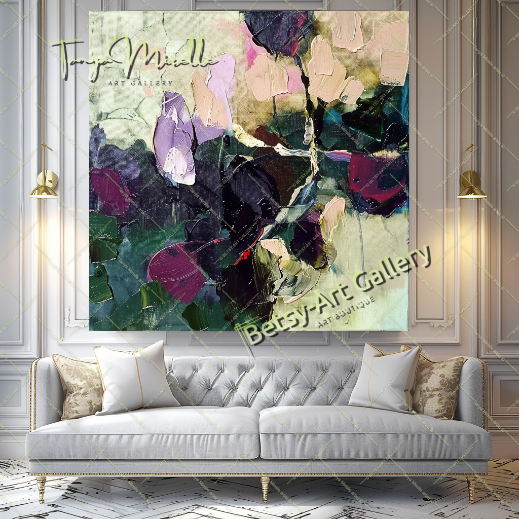 Bold Abstract Floral Oil Painting for Living Room #202