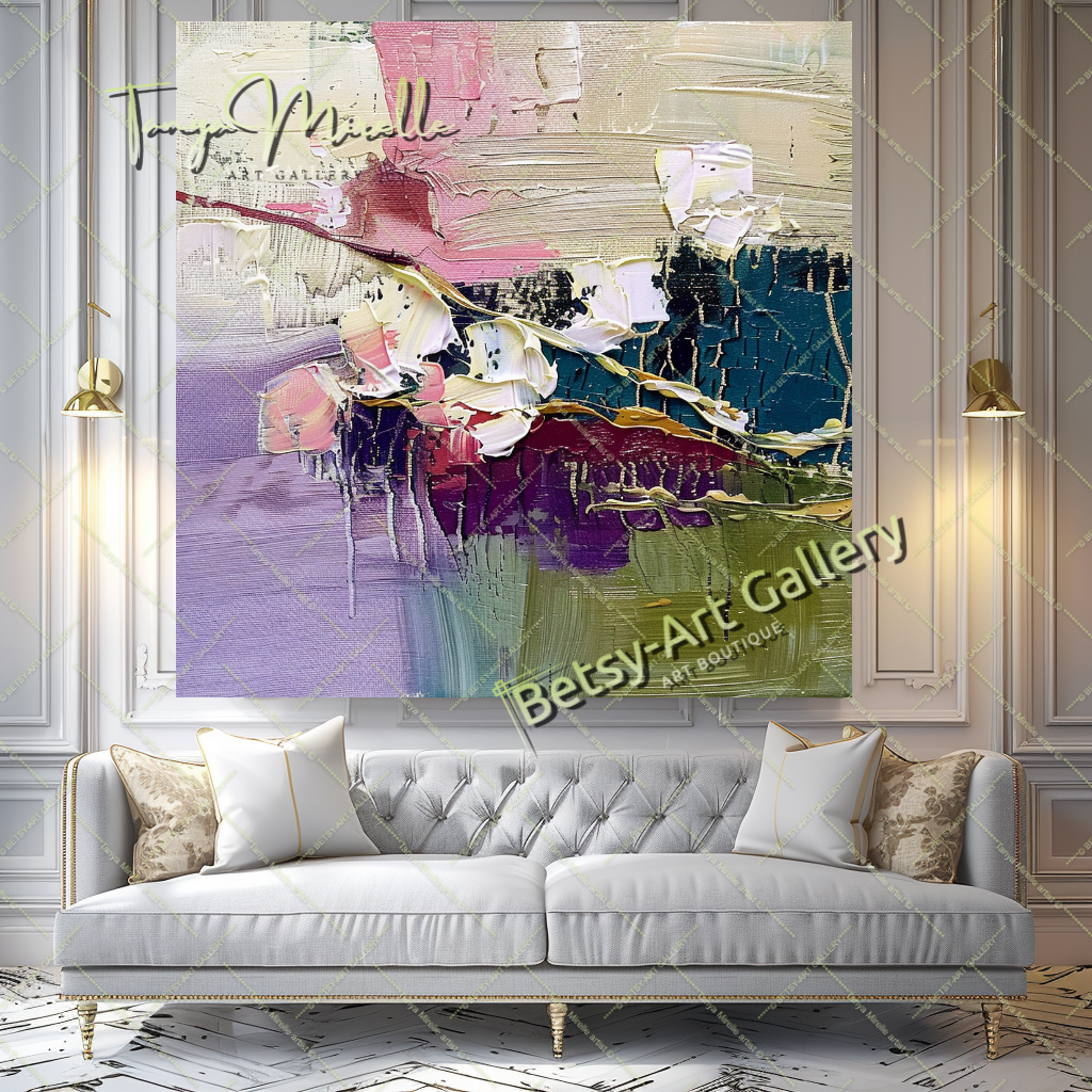 Contemporary Floral Canvas, Colorful Textured Painting #170