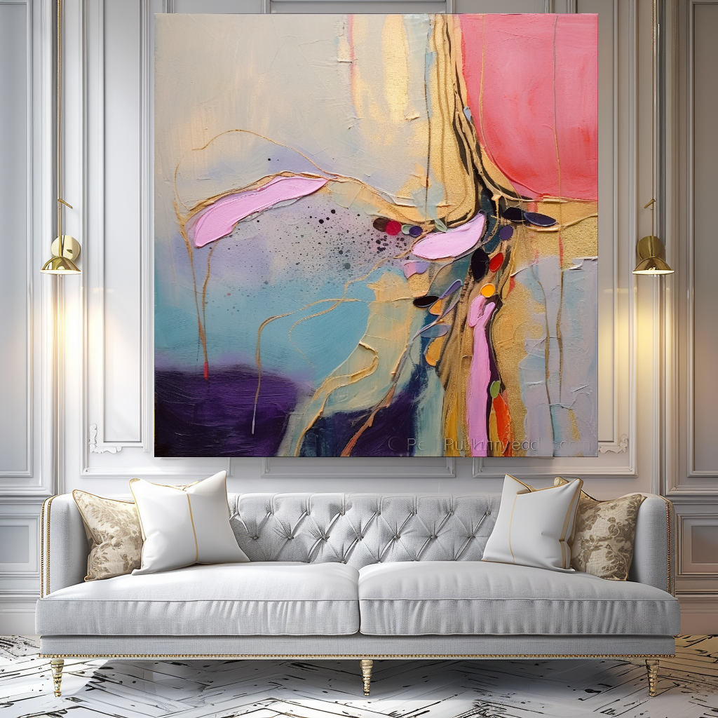 Abstract Impasto Oil Painting on Canvas - Vibrant Modern Wall Art for Living room