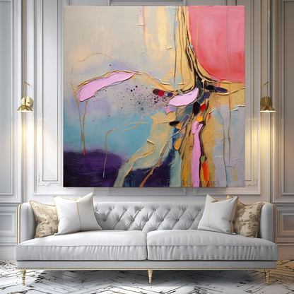 Abstract Impasto Oil Painting on Canvas - Vibrant Modern Wall Art for Living room