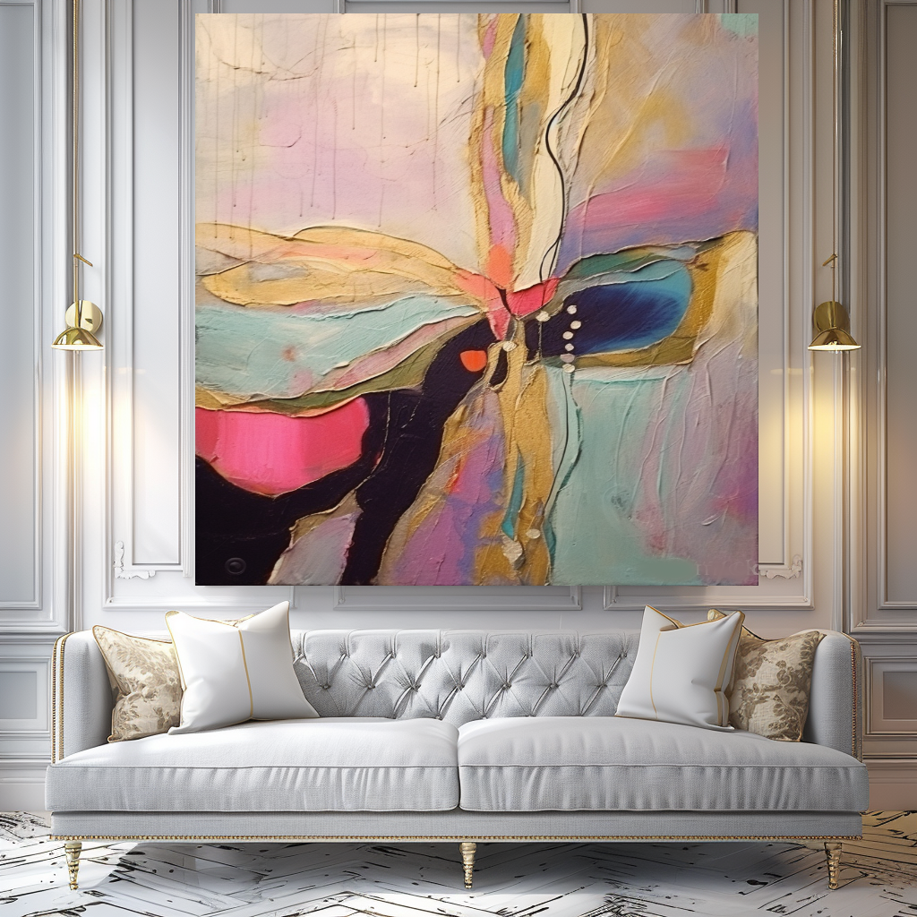 Abstract Impasto Oil Painting on Canvas - Vibrant Modern Wall Art for Living room