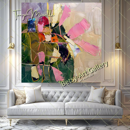 Abstract Floral Impasto Oil Painting on Canvas #165