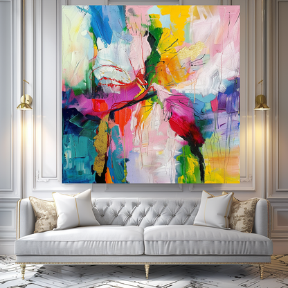 Abstract Impasto Oil Painting on Canvas - Vibrant Modern Wall Art for Living room