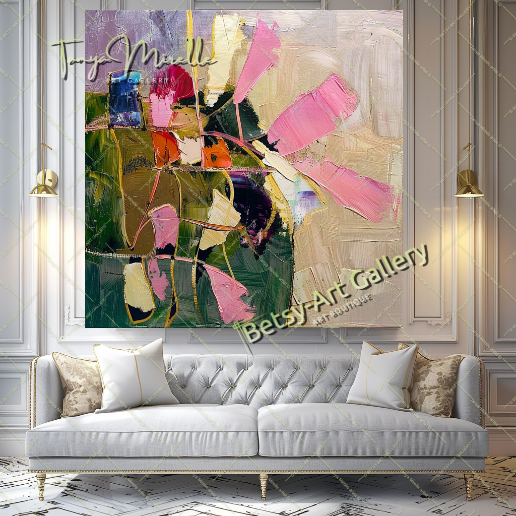 Abstract Floral Impasto Oil Painting on Canvas #165 – Large – Oil on Canvas – {{ product.title }} canvas artwork by Tanya Mirelle – modern wall decor – original artwork for home, living room, office, or gallery – original artwork by BETSY-ART GALLERY