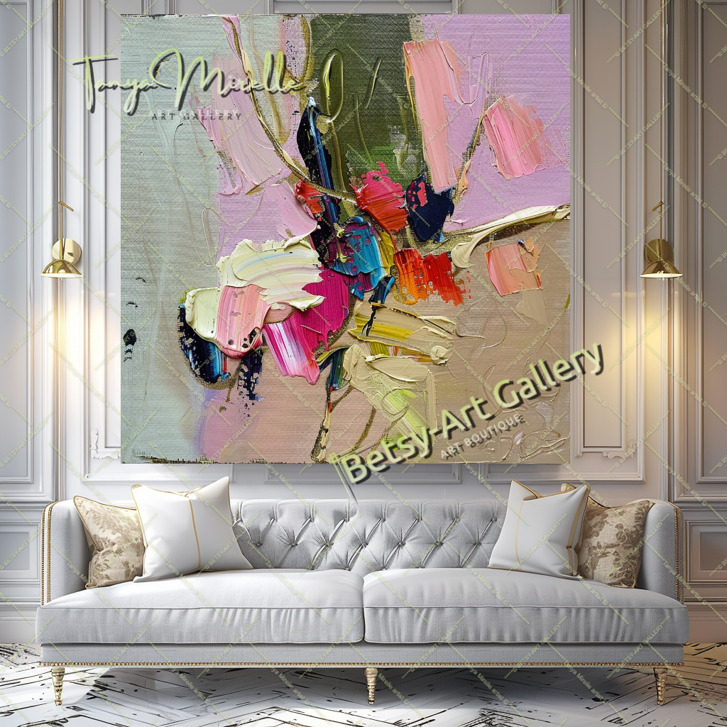 Textured Flower Oil Painting, Modern Floral Wall Art #167
