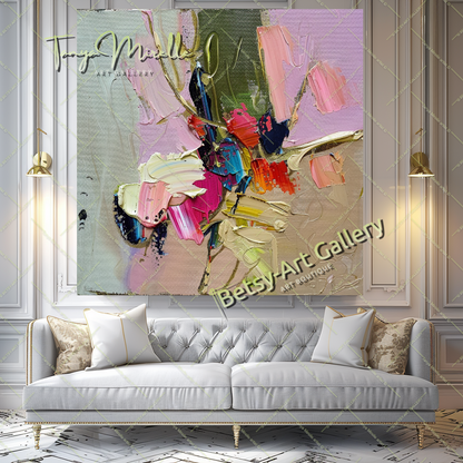 Textured Flower Oil Painting, Modern Floral Wall Art #167