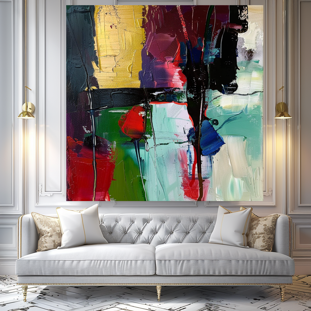 Deep Colors Abstract Impasto Oil Painting on Canvas - Vibrant Modern Wall Art for Living room