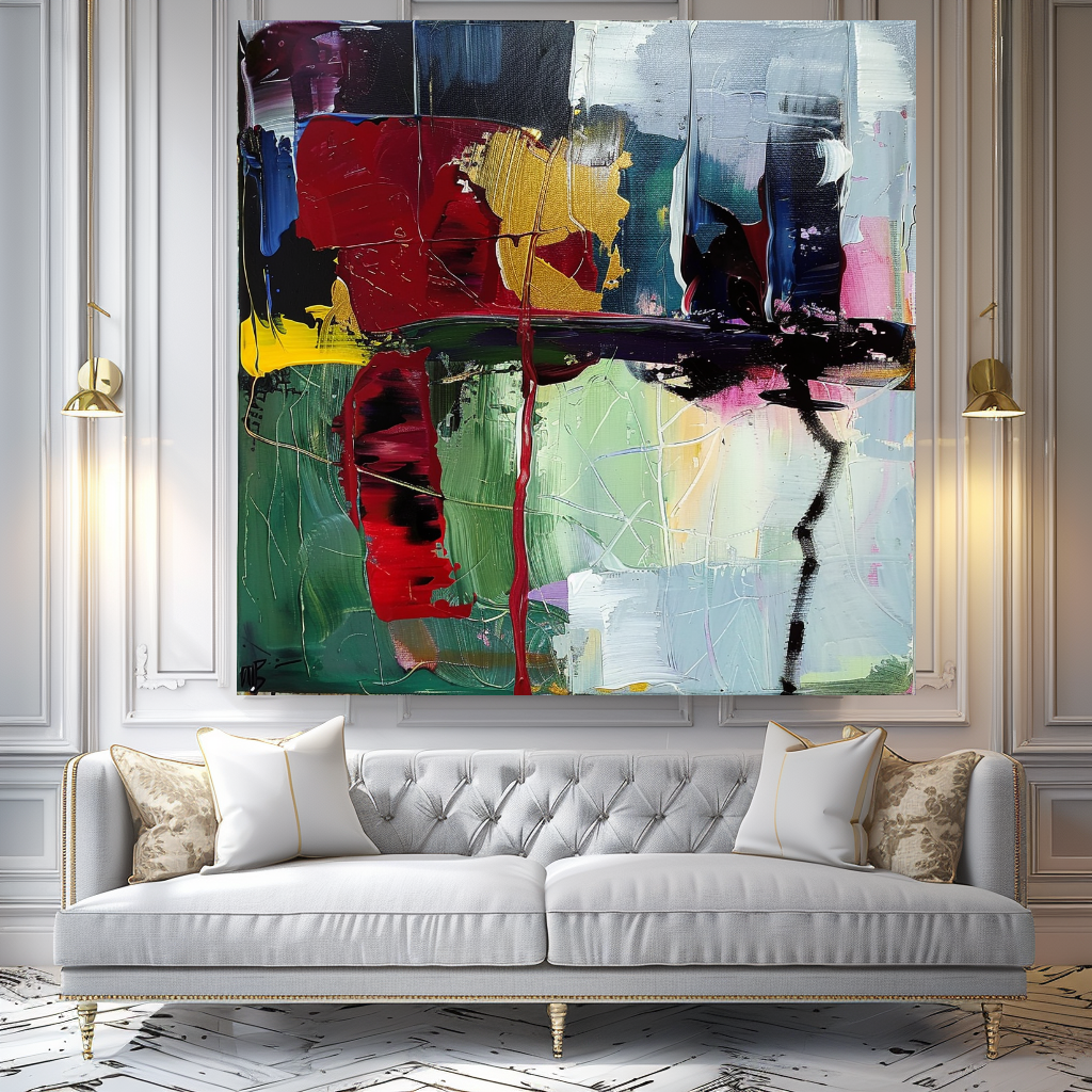 Deep Colors Abstract Impasto Oil Painting on Canvas - Vibrant Modern Wall Art for Living room