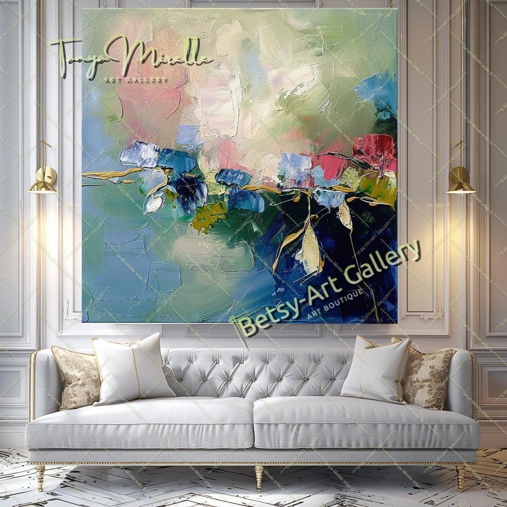 Vibrant Textured Flower Oil Painting on Canvas #177