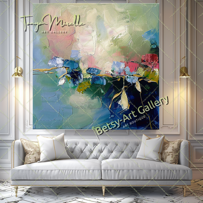 Vibrant Textured Flower Oil Painting on Canvas #177