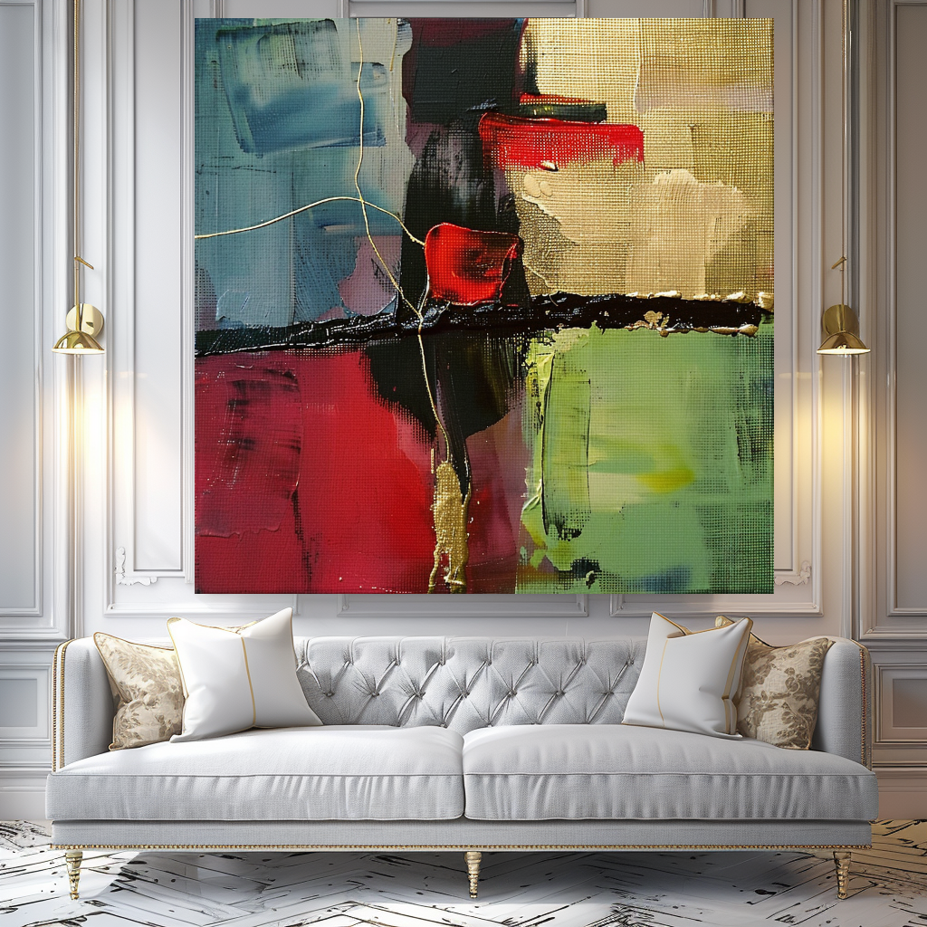 Deep Colors Abstract Impasto Oil Painting on Canvas - Vibrant Modern Wall Art for Living room