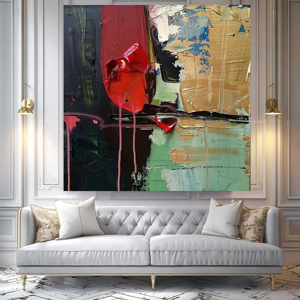 Deep Colors Abstract Impasto Oil Painting on Canvas - Vibrant Modern Wall Art for Living room