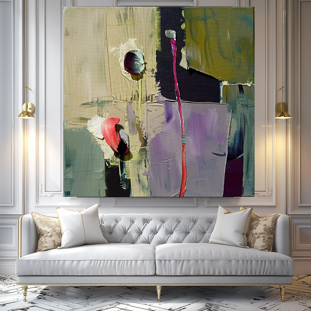 Floral Abstract Impasto Oil Painting on Canvas - Vibrant Modern Wall Art for Living room