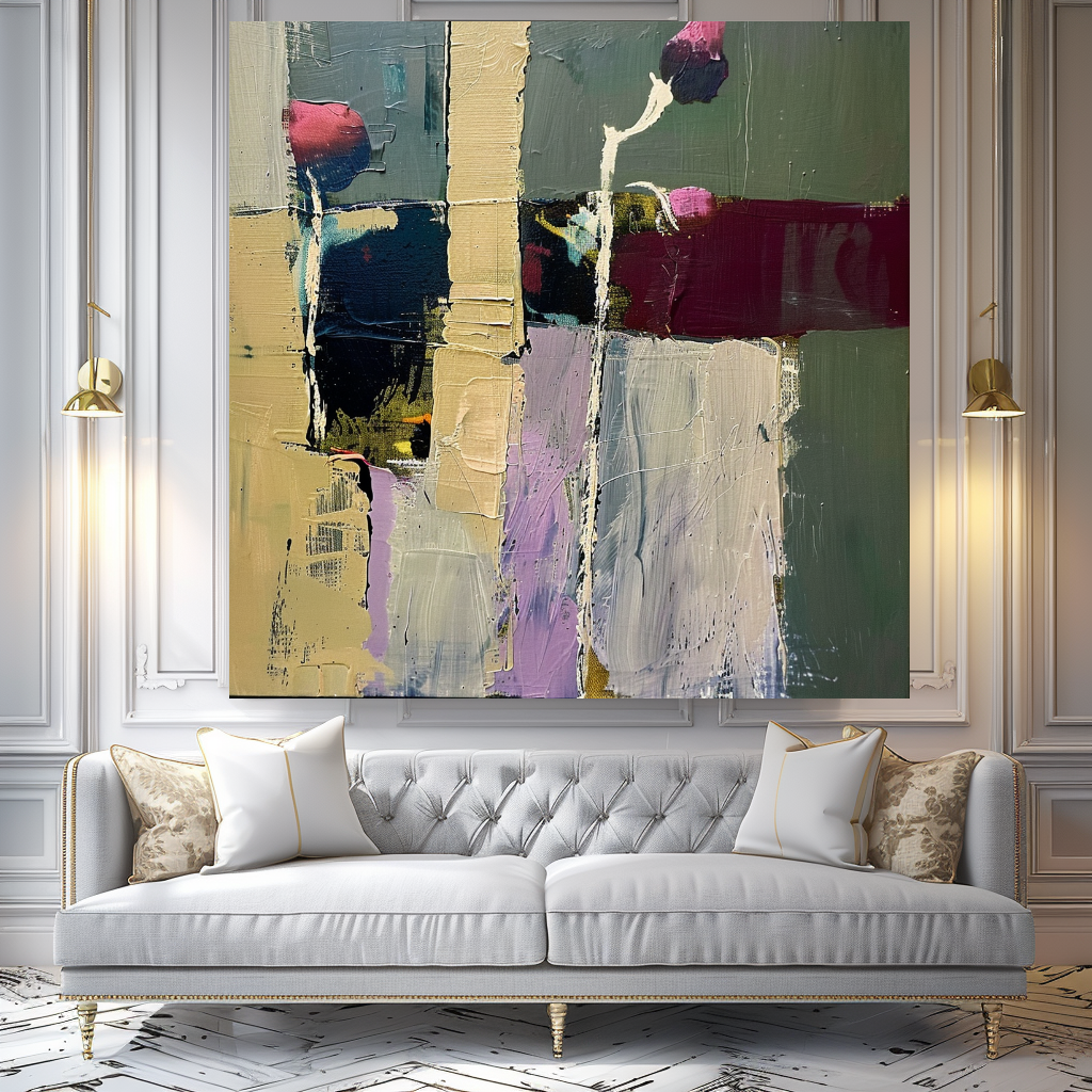 Floral Abstract Impasto Oil Painting on Canvas - Vibrant Modern Wall Art for Living room