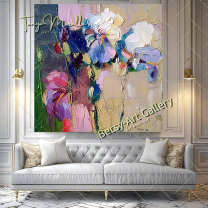 Colorful Bouquet Abstract Impasto Wall Art #181