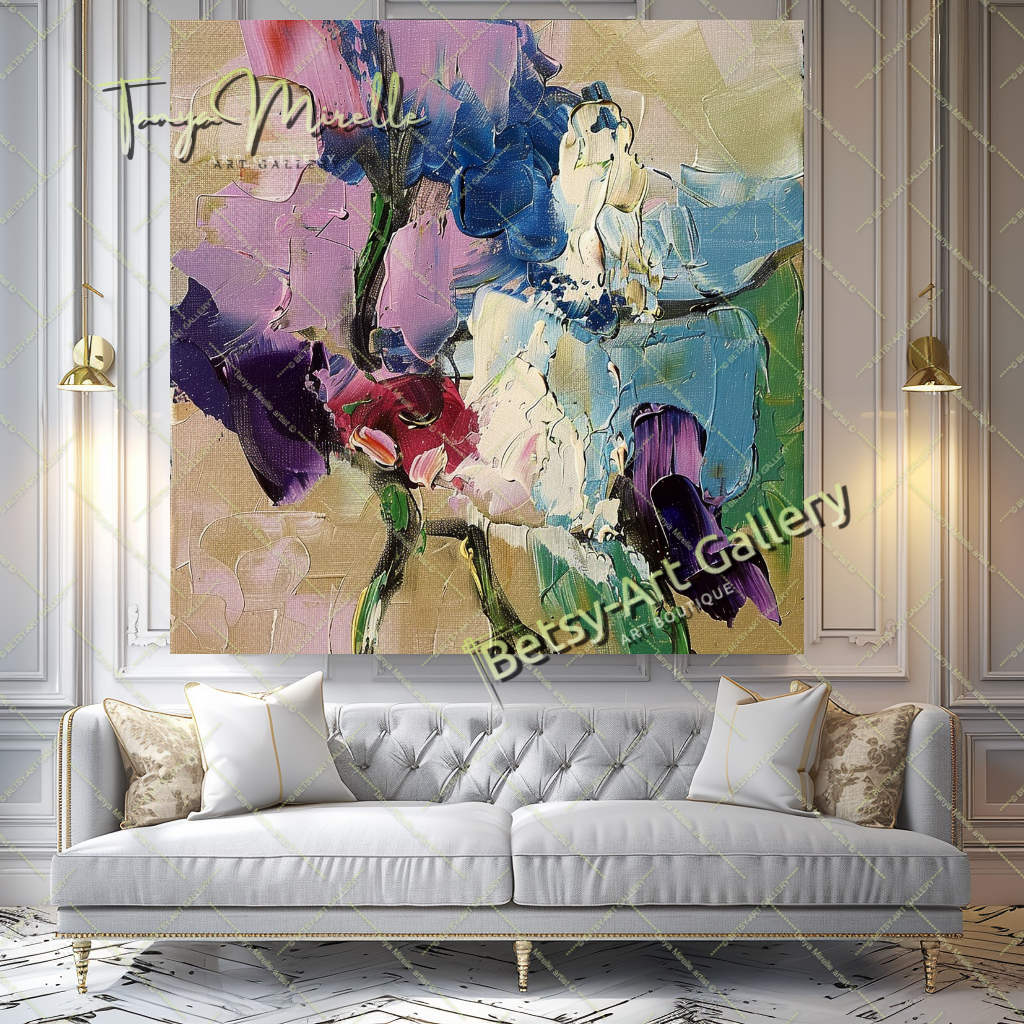 Colorful Bouquet Abstract Impasto Wall Art #181