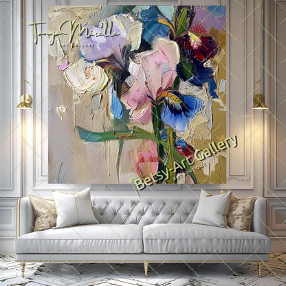 Colorful Bouquet Abstract Impasto Wall Art #181