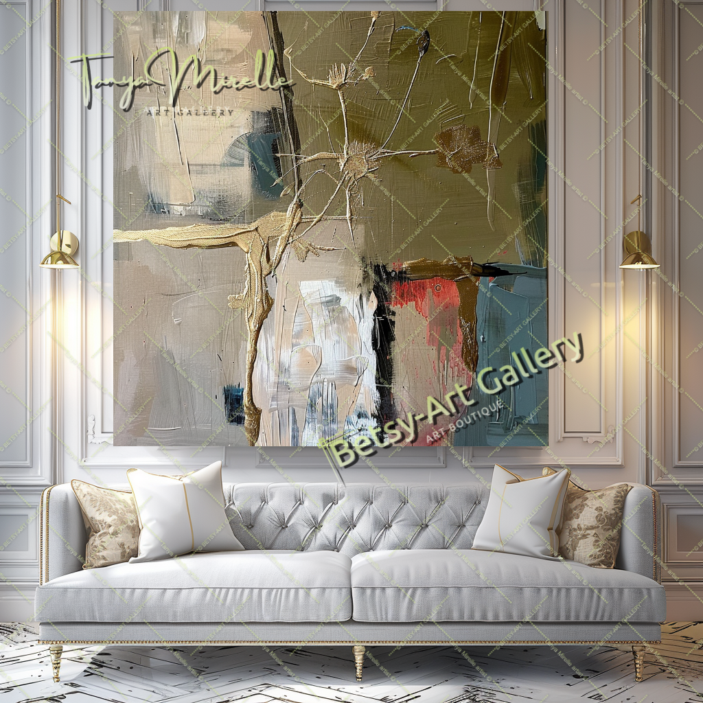 Elegant Abstract Oil Painting for Interior Design #182