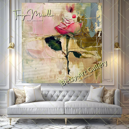 Modern Floral Oil Painting, Romantic Textured Art #183