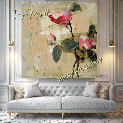Large Textured Oil Painting, Modern Floral Artwork #185