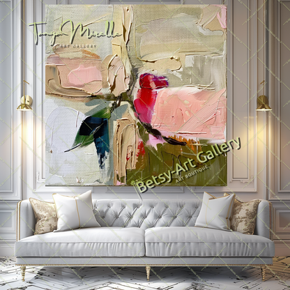 Large Textured Oil Painting, Modern Floral Artwork #185