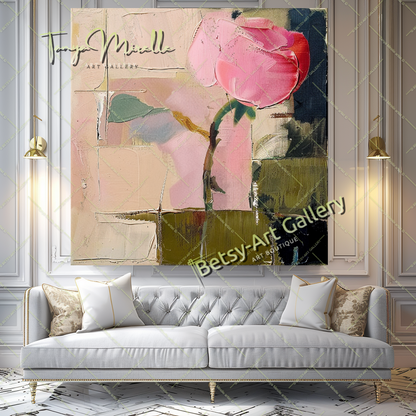 Contemporary Bloom Oil Painting, Textured Art #186