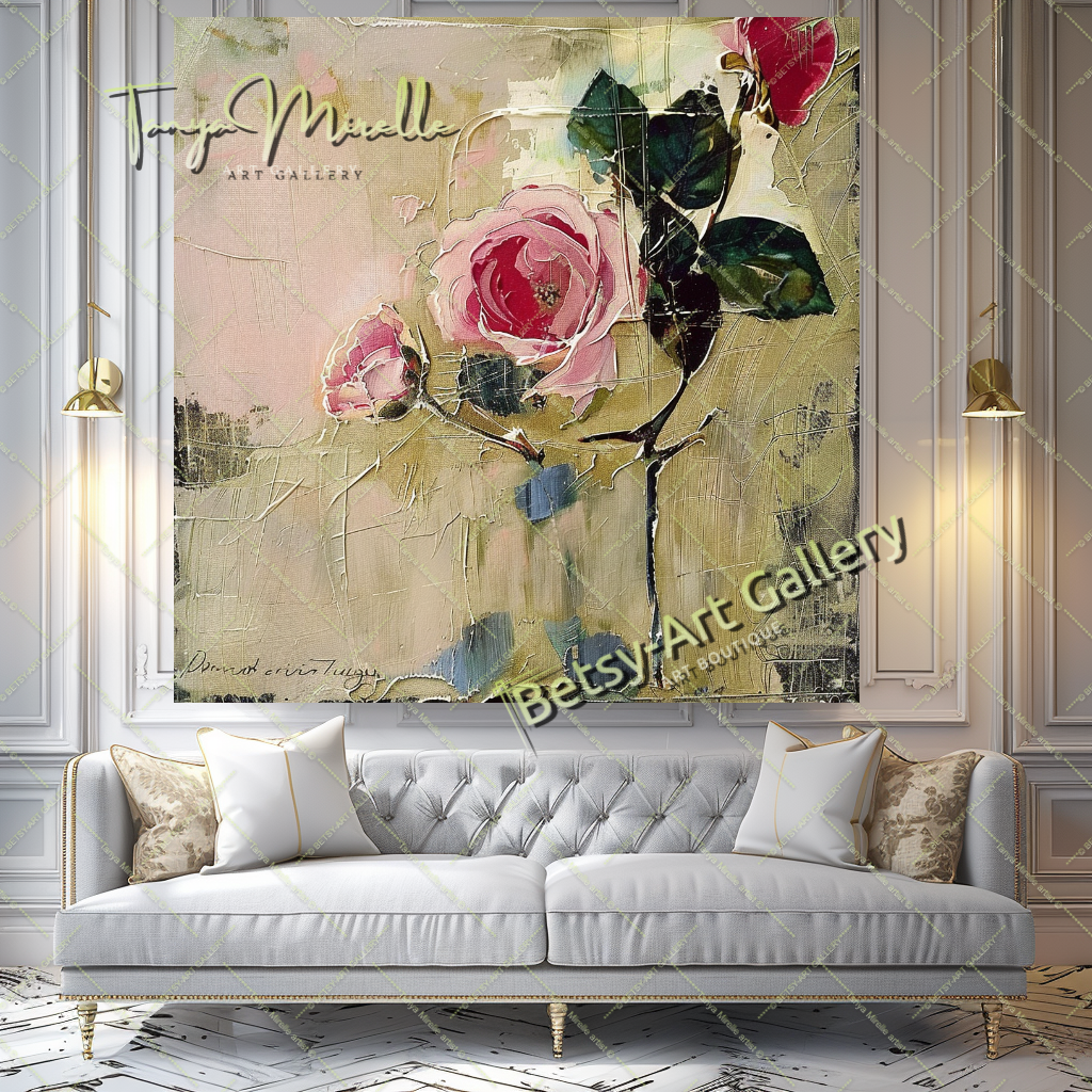 Contemporary Bloom Oil Painting, Textured Art #186