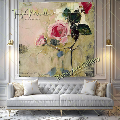 Contemporary Bloom Oil Painting, Textured Art #186