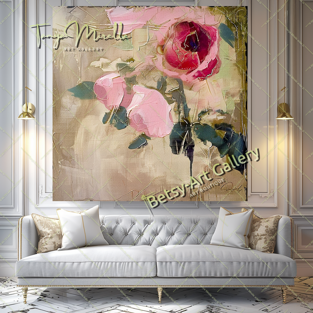 Contemporary Bloom Oil Painting, Textured Art #186