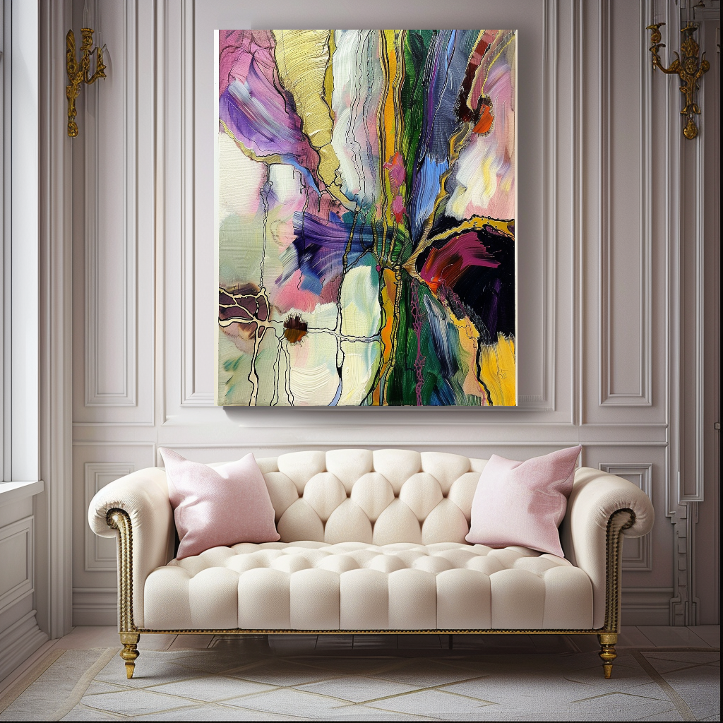 Original Abstract Impasto Oil Painting on Canvas - Vibrant Modern Wall Art for Living room
