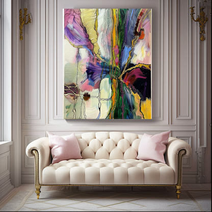 Original Abstract Impasto Oil Painting on Canvas - Vibrant Modern Wall Art for Living room