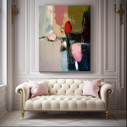 Floral Abstract Impasto Oil Painting on Canvas - Vibrant Modern Wall Art for Living room