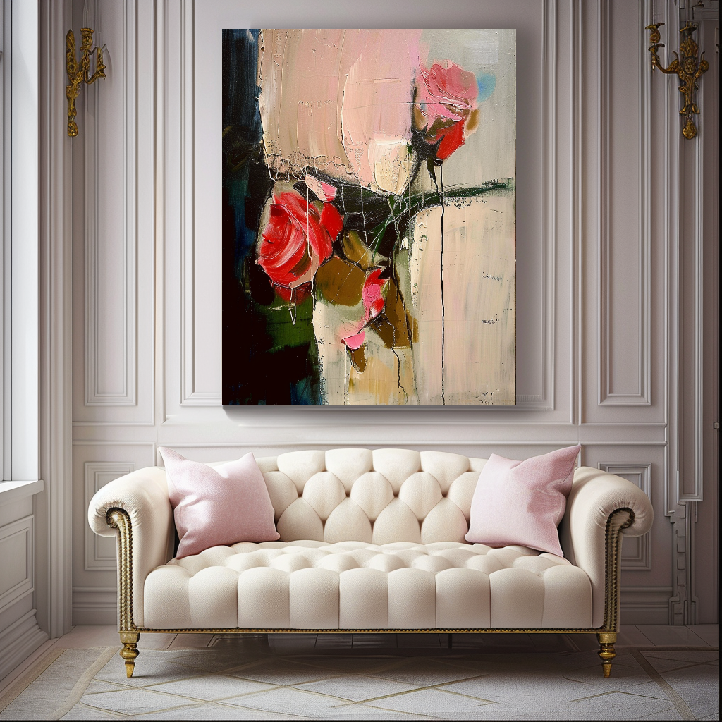 Floral Abstract Impasto Oil Painting on Canvas - Vibrant Modern Wall Art for Living room
