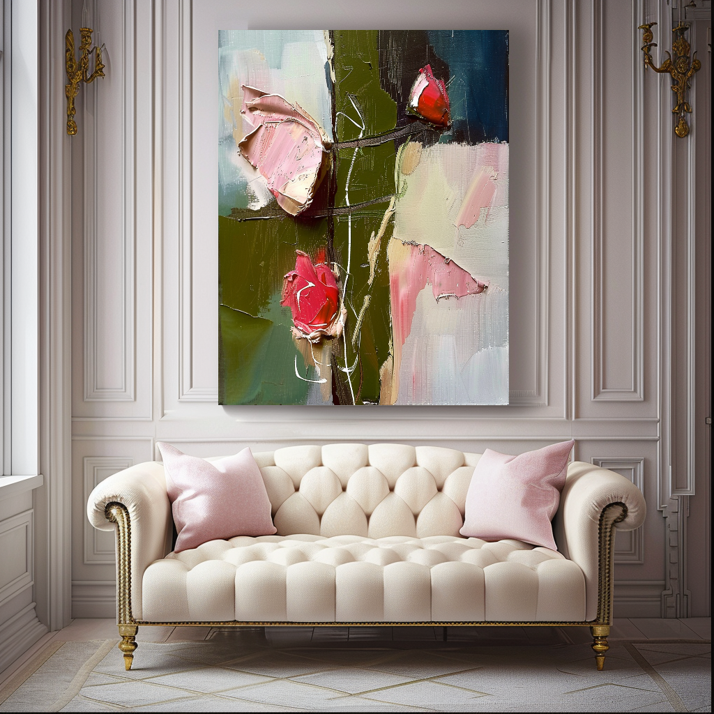 Floral Abstract Impasto Oil Painting on Canvas - Vibrant Modern Wall Art for Living room