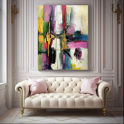 Original Abstract Impasto Oil Painting on Canvas - Vibrant Modern Wall Art for Living room