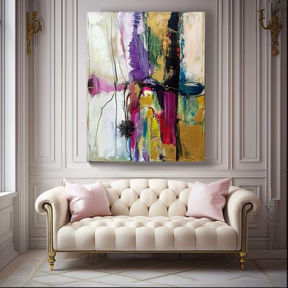 Original Abstract Impasto Oil Painting on Canvas - Vibrant Modern Wall Art for Living room