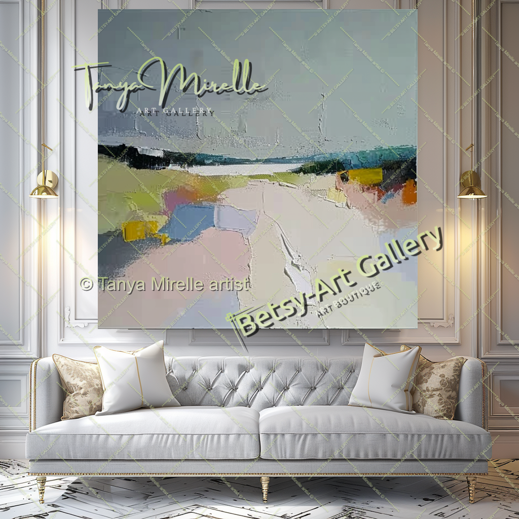 Large Abstract Landscape Painting – Modern Wall Art for Living Room