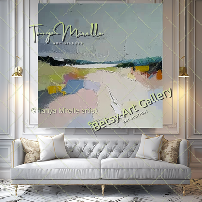 Large Abstract Landscape Painting – Modern Wall Art for Living Room