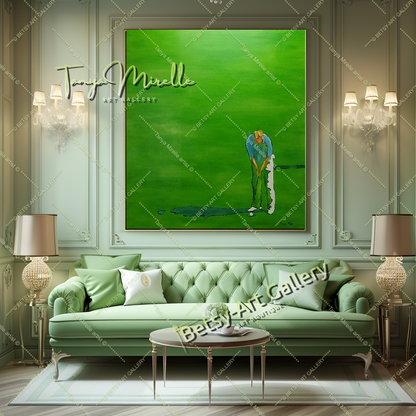 GRANDE peinture abstraite moderne de golf sur toile, art de golf, décoration de golf, décoration d'intérieur unique, club, bureau