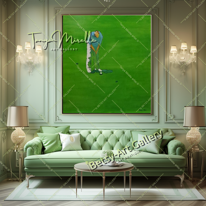 GRANDE peinture abstraite moderne de golf sur toile, art de golf, décoration de golf, décoration d'intérieur unique, club, bureau