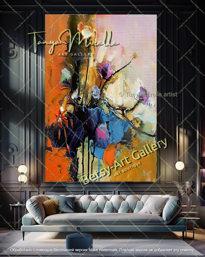 Hand Painted Abstract Floral Oil Painting