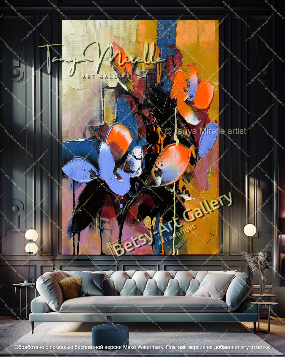 Hand Painted Abstract Floral Oil Painting