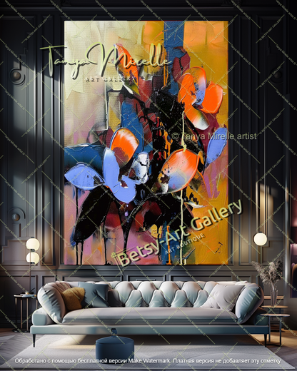 Hand Painted Abstract Floral Oil Painting