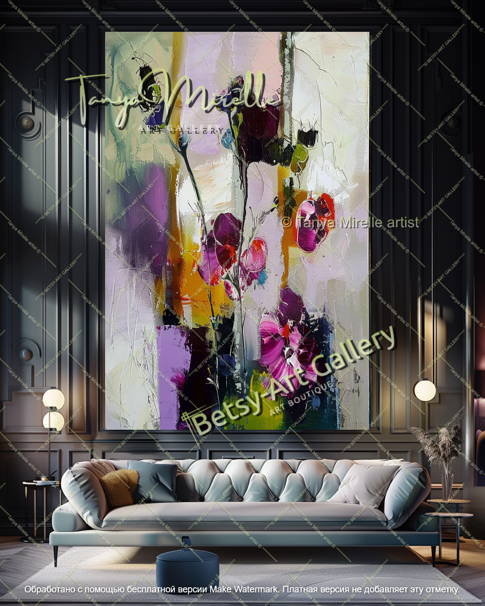 Modern Flower Art Textured Oil Canvas Contemporary Style