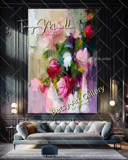Colorful Abstract Floral Painting Home Decor