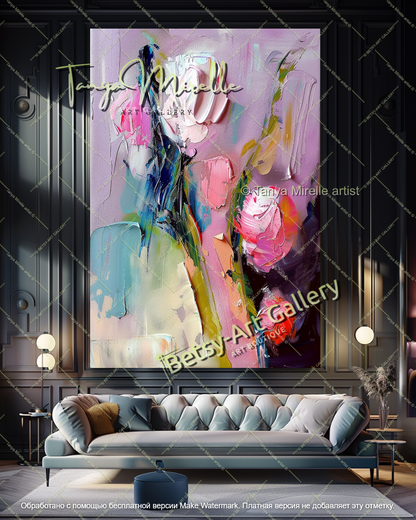 Colorful Abstract Floral Painting Home Decor